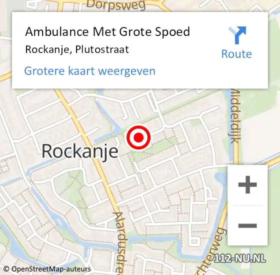 Locatie op kaart van de 112 melding: Ambulance Met Grote Spoed Naar Rockanje, Plutostraat op 17 september 2021 12:07