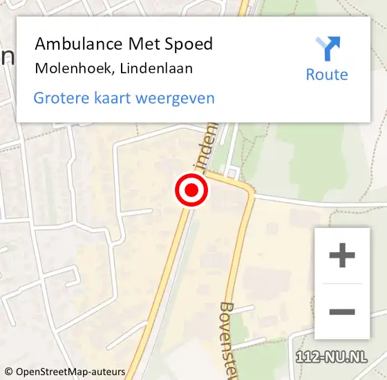 Locatie op kaart van de 112 melding: Ambulance Met Spoed Naar Molenhoek, Lindenlaan op 6 oktober 2013 00:06