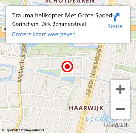 Locatie op kaart van de 112 melding: Trauma helikopter Met Grote Spoed Naar Gorinchem, Dirk Bommerstraat op 17 september 2021 12:35