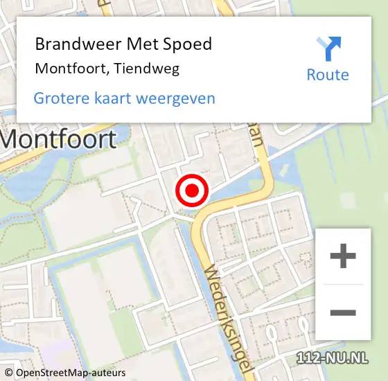 Locatie op kaart van de 112 melding: Brandweer Met Spoed Naar Montfoort, Tiendweg op 17 september 2021 12:36