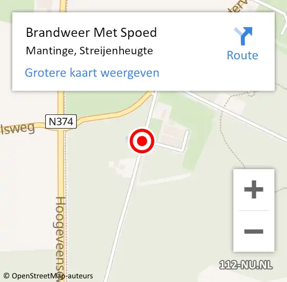 Locatie op kaart van de 112 melding: Brandweer Met Spoed Naar Mantinge, Streijenheugte op 17 september 2021 12:40