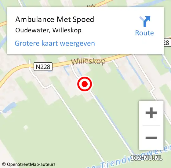 Locatie op kaart van de 112 melding: Ambulance Met Spoed Naar Oudewater, Willeskop op 17 september 2021 12:50