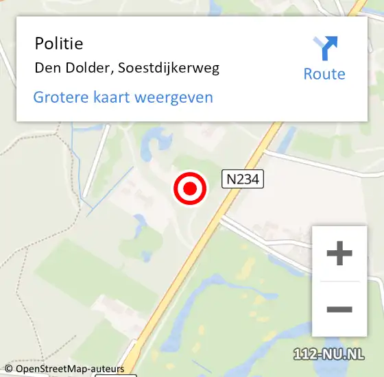 Locatie op kaart van de 112 melding: Politie Den Dolder, Soestdijkerweg op 17 september 2021 12:58