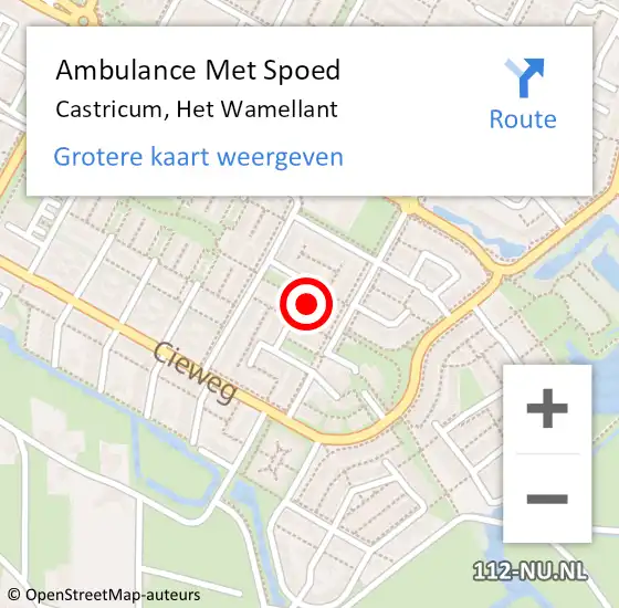 Locatie op kaart van de 112 melding: Ambulance Met Spoed Naar Castricum, Het Wamellant op 17 september 2021 12:59