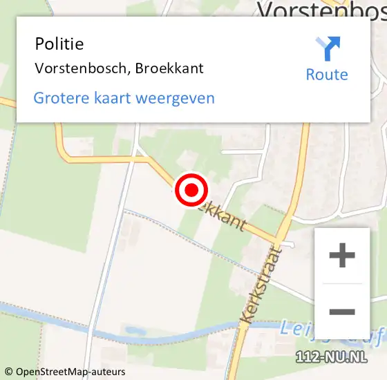 Locatie op kaart van de 112 melding: Politie Vorstenbosch, Broekkant op 17 september 2021 13:17