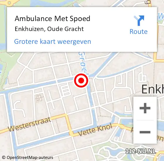 Locatie op kaart van de 112 melding: Ambulance Met Spoed Naar Enkhuizen, Oude Gracht op 17 september 2021 13:26