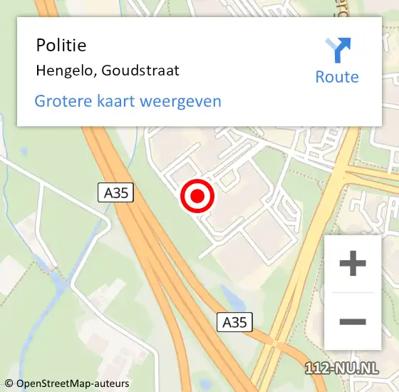 Locatie op kaart van de 112 melding: Politie Hengelo, Goudstraat op 17 september 2021 13:45