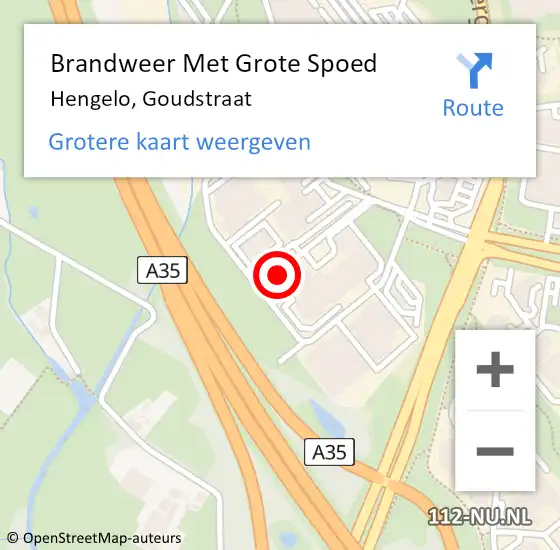 Locatie op kaart van de 112 melding: Brandweer Met Grote Spoed Naar Hengelo, Goudstraat op 17 september 2021 13:46