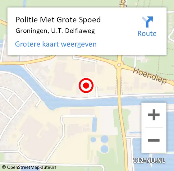 Locatie op kaart van de 112 melding: Politie Met Grote Spoed Naar Groningen, U.T. Delfiaweg op 17 september 2021 13:59