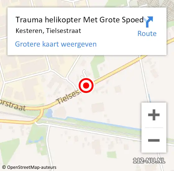 Locatie op kaart van de 112 melding: Trauma helikopter Met Grote Spoed Naar Kesteren, Tielsestraat op 17 september 2021 14:00