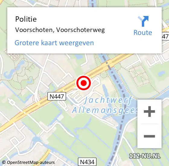 Locatie op kaart van de 112 melding: Politie Voorschoten, Voorschoterweg op 17 september 2021 14:11