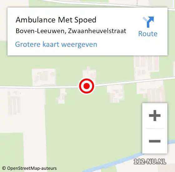 Locatie op kaart van de 112 melding: Ambulance Met Spoed Naar Boven-Leeuwen, Zwaanheuvelstraat op 17 september 2021 14:25