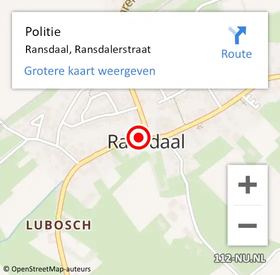 Locatie op kaart van de 112 melding: Politie Ransdaal, Ransdalerstraat op 17 september 2021 14:41