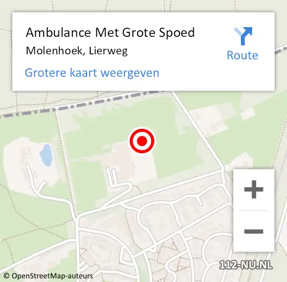 Locatie op kaart van de 112 melding: Ambulance Met Grote Spoed Naar Molenhoek, Lierweg op 23 juni 2014 10:47