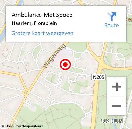 Locatie op kaart van de 112 melding: Ambulance Met Spoed Naar Haarlem, Floraplein op 17 september 2021 14:48