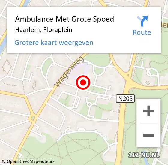 Locatie op kaart van de 112 melding: Ambulance Met Grote Spoed Naar Haarlem, Floraplein op 17 september 2021 14:50