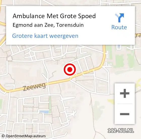 Locatie op kaart van de 112 melding: Ambulance Met Grote Spoed Naar Egmond aan Zee, Torensduin op 17 september 2021 14:58