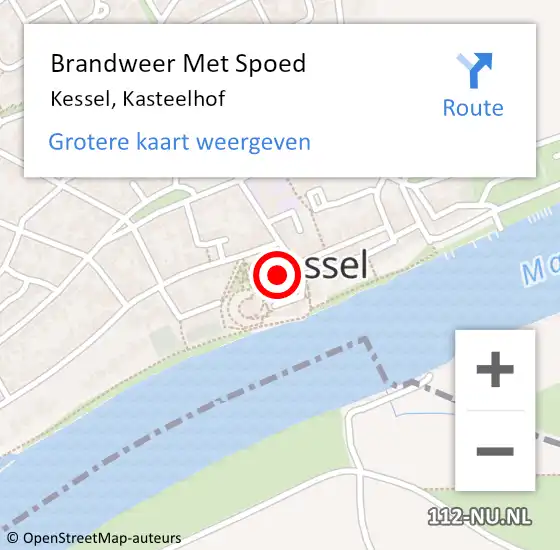 Locatie op kaart van de 112 melding: Brandweer Met Spoed Naar Kessel, Kasteelhof op 17 september 2021 15:25