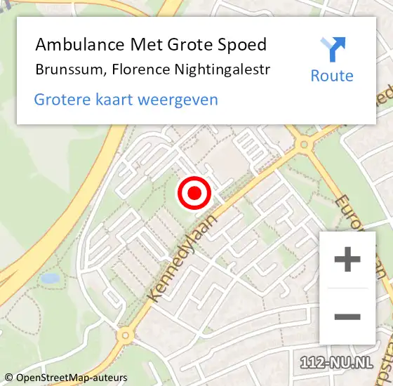 Locatie op kaart van de 112 melding: Ambulance Met Grote Spoed Naar Brunssum, Florence Nightingalestr op 23 juni 2014 10:54