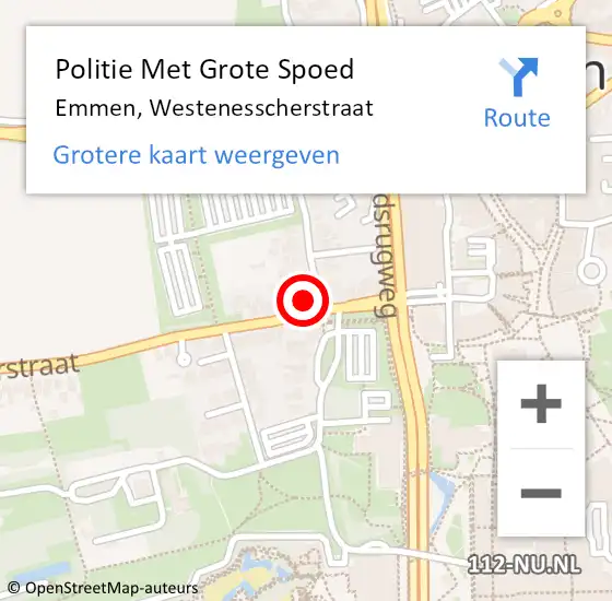 Locatie op kaart van de 112 melding: Politie Met Grote Spoed Naar Emmen, Westenesscherstraat op 17 september 2021 15:38