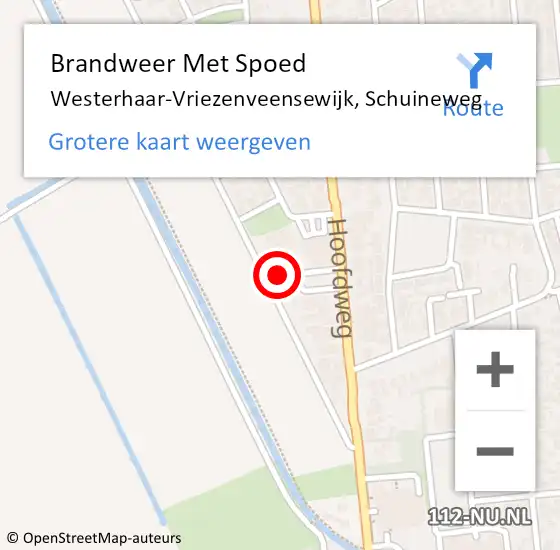 Locatie op kaart van de 112 melding: Brandweer Met Spoed Naar Westerhaar-Vriezenveensewijk, Schuineweg op 17 september 2021 15:43