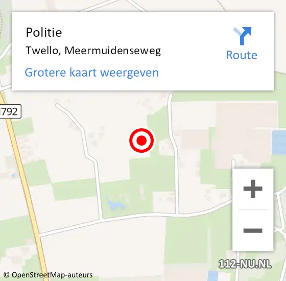 Locatie op kaart van de 112 melding: Politie Twello, Meermuidenseweg op 17 september 2021 15:43