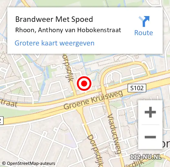 Locatie op kaart van de 112 melding: Brandweer Met Spoed Naar Rhoon, Anthony van Hobokenstraat op 17 september 2021 15:48