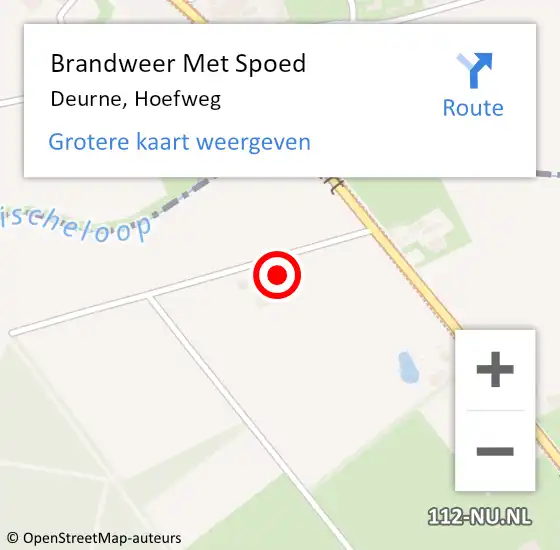 Locatie op kaart van de 112 melding: Brandweer Met Spoed Naar Deurne, Hoefweg op 17 september 2021 15:48