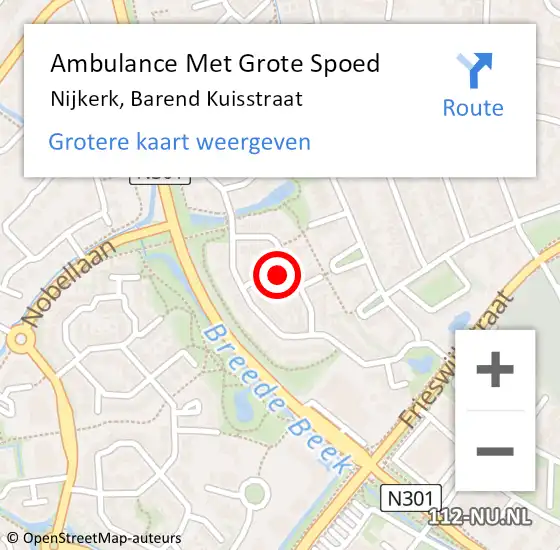 Locatie op kaart van de 112 melding: Ambulance Met Grote Spoed Naar Nijkerk, Barend Kuisstraat op 17 september 2021 15:58