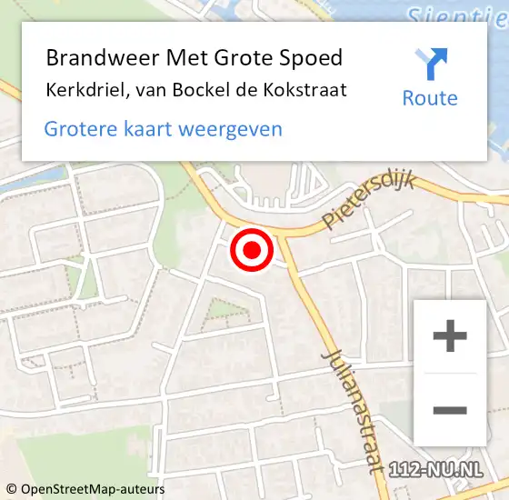 Locatie op kaart van de 112 melding: Brandweer Met Grote Spoed Naar Kerkdriel, van Bockel de Kokstraat op 17 september 2021 16:07