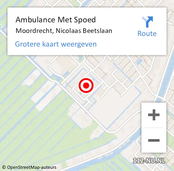 Locatie op kaart van de 112 melding: Ambulance Met Spoed Naar Moordrecht, Nicolaas Beetslaan op 17 september 2021 16:45