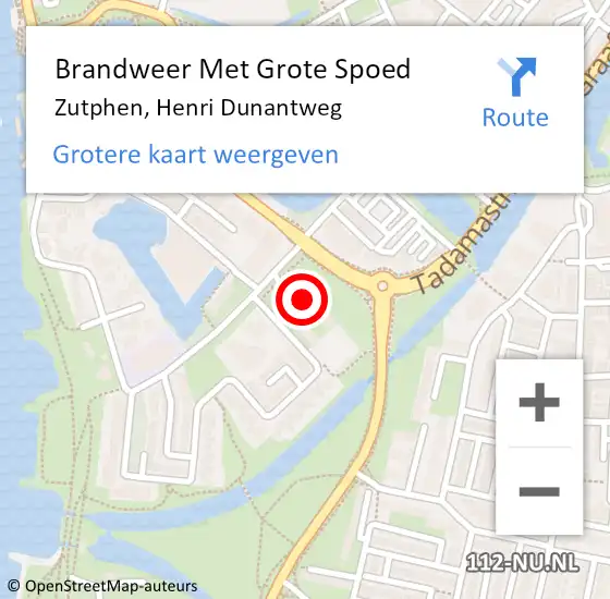 Locatie op kaart van de 112 melding: Brandweer Met Grote Spoed Naar Zutphen, Henri Dunantweg op 23 juni 2014 11:02