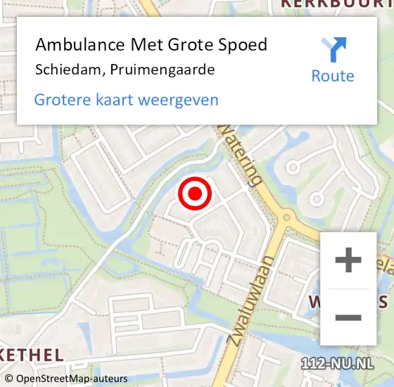 Locatie op kaart van de 112 melding: Ambulance Met Grote Spoed Naar Schiedam, Pruimengaarde op 17 september 2021 17:01
