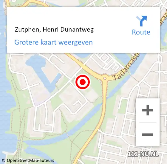 Locatie op kaart van de 112 melding:  Zutphen, Henri Dunantweg op 23 juni 2014 11:05