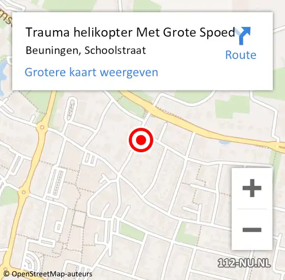 Locatie op kaart van de 112 melding: Trauma helikopter Met Grote Spoed Naar Beuningen, Schoolstraat op 17 september 2021 17:14