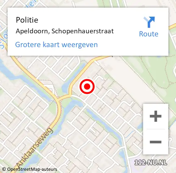 Locatie op kaart van de 112 melding: Politie Apeldoorn, Schopenhauerstraat op 17 september 2021 17:37