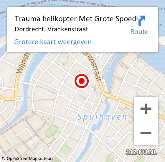 Locatie op kaart van de 112 melding: Trauma helikopter Met Grote Spoed Naar Dordrecht, Vrankenstraat op 17 september 2021 17:41