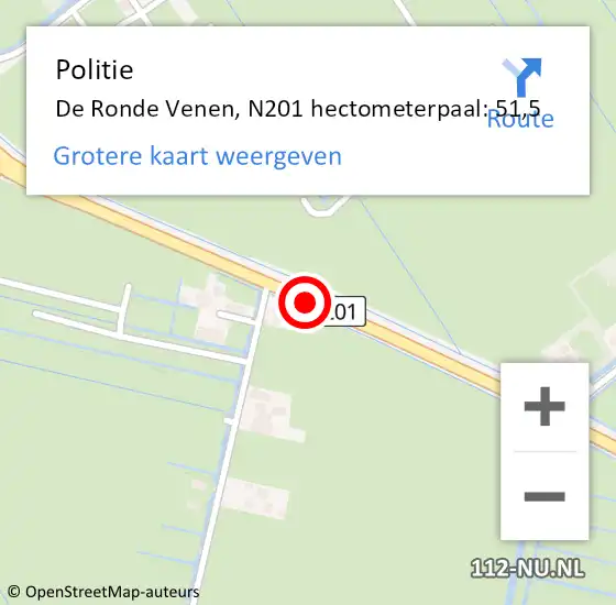 Locatie op kaart van de 112 melding: Politie De Ronde Venen, N201 hectometerpaal: 51,5 op 17 september 2021 17:43