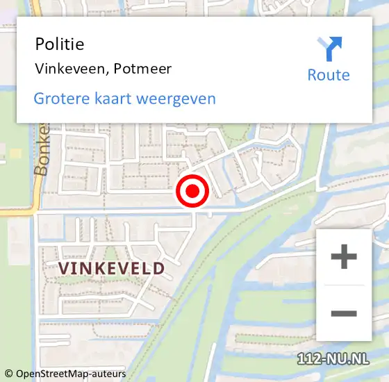 Locatie op kaart van de 112 melding: Politie Vinkeveen, Potmeer op 17 september 2021 17:49