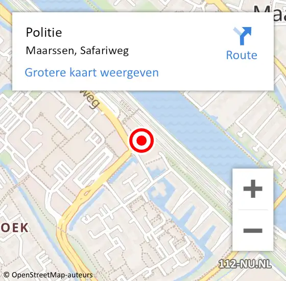 Locatie op kaart van de 112 melding: Politie Maarssen, Safariweg op 17 september 2021 17:53