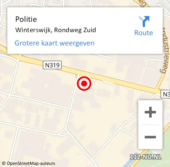 Locatie op kaart van de 112 melding: Politie Winterswijk, Rondweg Zuid op 17 september 2021 17:55