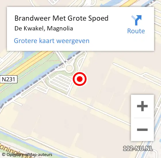 Locatie op kaart van de 112 melding: Brandweer Met Grote Spoed Naar De Kwakel, Magnolia op 17 september 2021 17:57