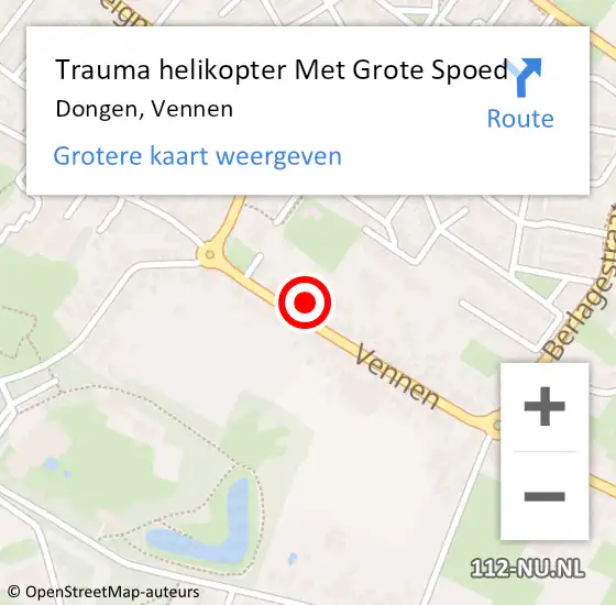 Locatie op kaart van de 112 melding: Trauma helikopter Met Grote Spoed Naar Dongen, Vennen op 17 september 2021 18:00