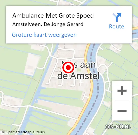 Locatie op kaart van de 112 melding: Ambulance Met Grote Spoed Naar Amstelveen, De Jonge Gerard op 17 september 2021 18:02