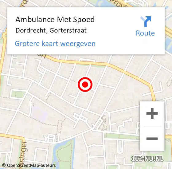 Locatie op kaart van de 112 melding: Ambulance Met Spoed Naar Dordrecht, Gorterstraat op 17 september 2021 18:10