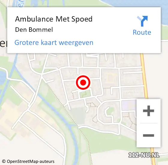 Locatie op kaart van de 112 melding: Ambulance Met Spoed Naar Den Bommel op 17 september 2021 18:22