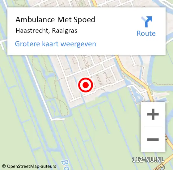 Locatie op kaart van de 112 melding: Ambulance Met Spoed Naar Haastrecht, Raaigras op 17 september 2021 18:36