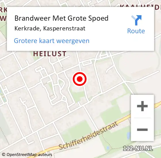 Locatie op kaart van de 112 melding: Brandweer Met Grote Spoed Naar Kerkrade, Kasperenstraat op 17 september 2021 18:50