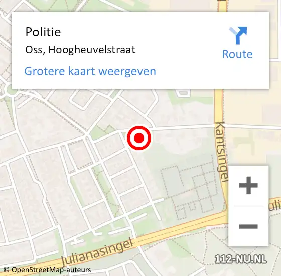 Locatie op kaart van de 112 melding: Politie Oss, Hoogheuvelstraat op 17 september 2021 18:52