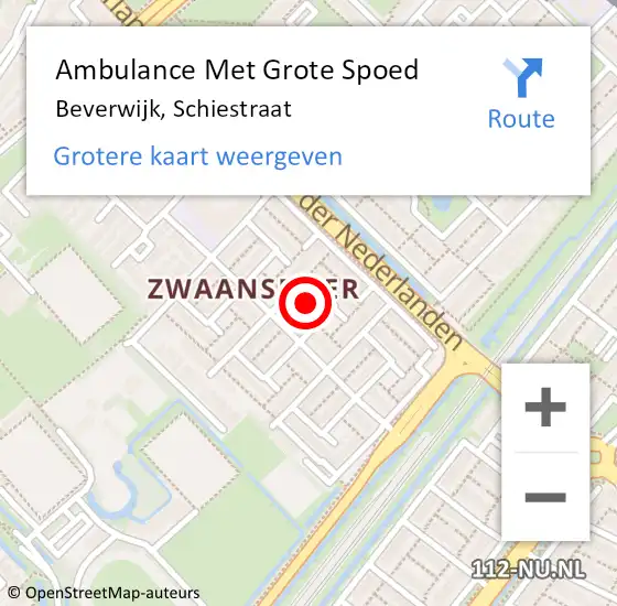 Locatie op kaart van de 112 melding: Ambulance Met Grote Spoed Naar Beverwijk, Schiestraat op 17 september 2021 18:56